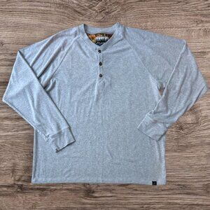 PLADRA Mens ELKO Crew Neck Henley Style Gray Knit T-Shirt Top XL